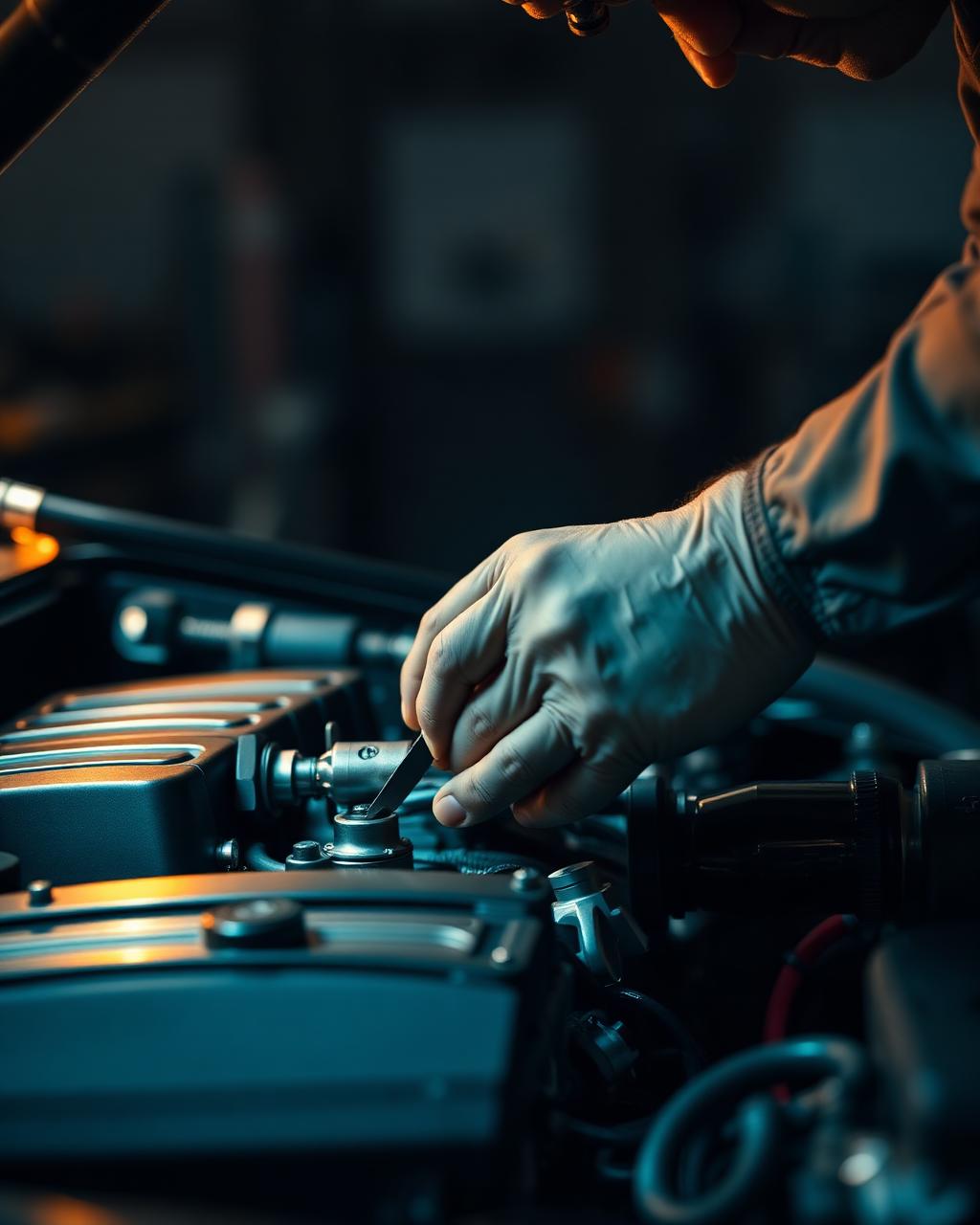 Mécanicien travaillant sur un moteur